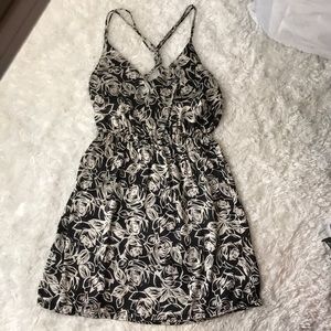 Satin rose pattern dress